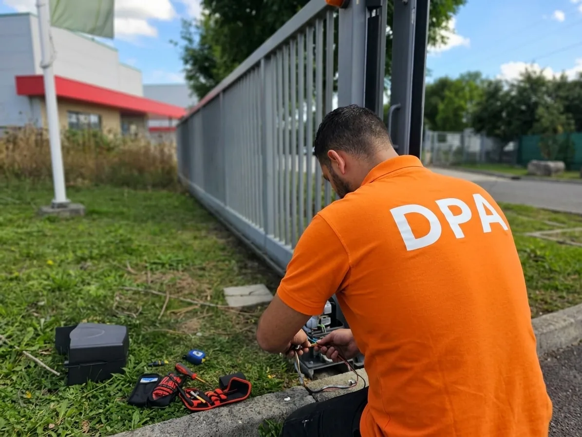 Technicien DPA en intervention sur un portail automatique à Montpellier