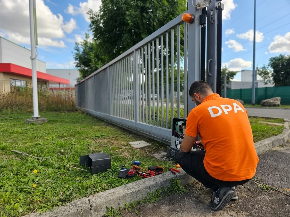 Technicien DPA dépannant un portail automatique bloqué à Montpellier